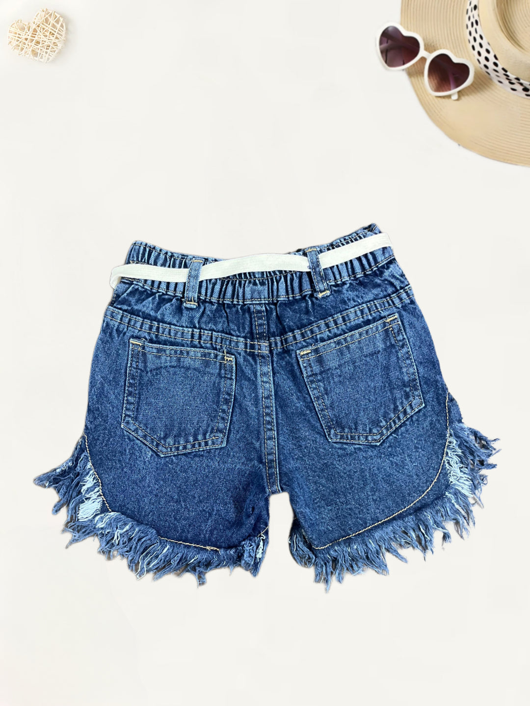 Girls Distress Blue Denim Shorts[GS-963] [4-12Years]