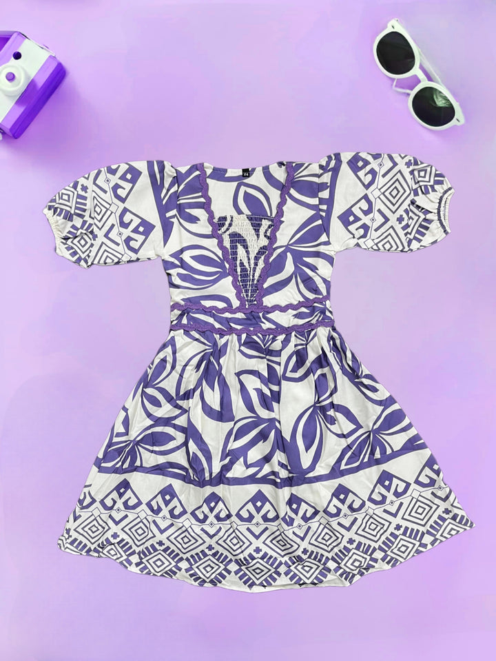 Girls Cotton Printed Dress [GD-7254] (4-12 Years)