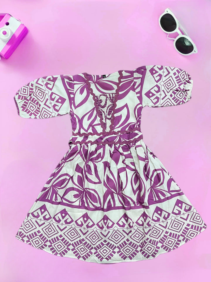 Girls Cotton Printed Dress [GD-7253] (4-12 Years)