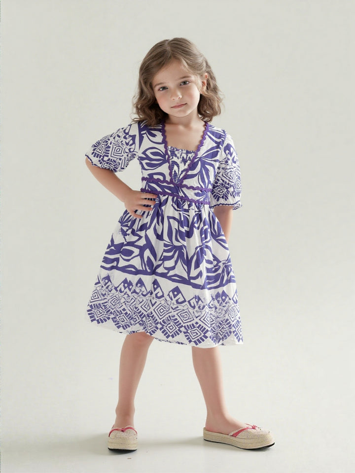 Girls Cotton Printed Dress [GD-7254] (4-12 Years)