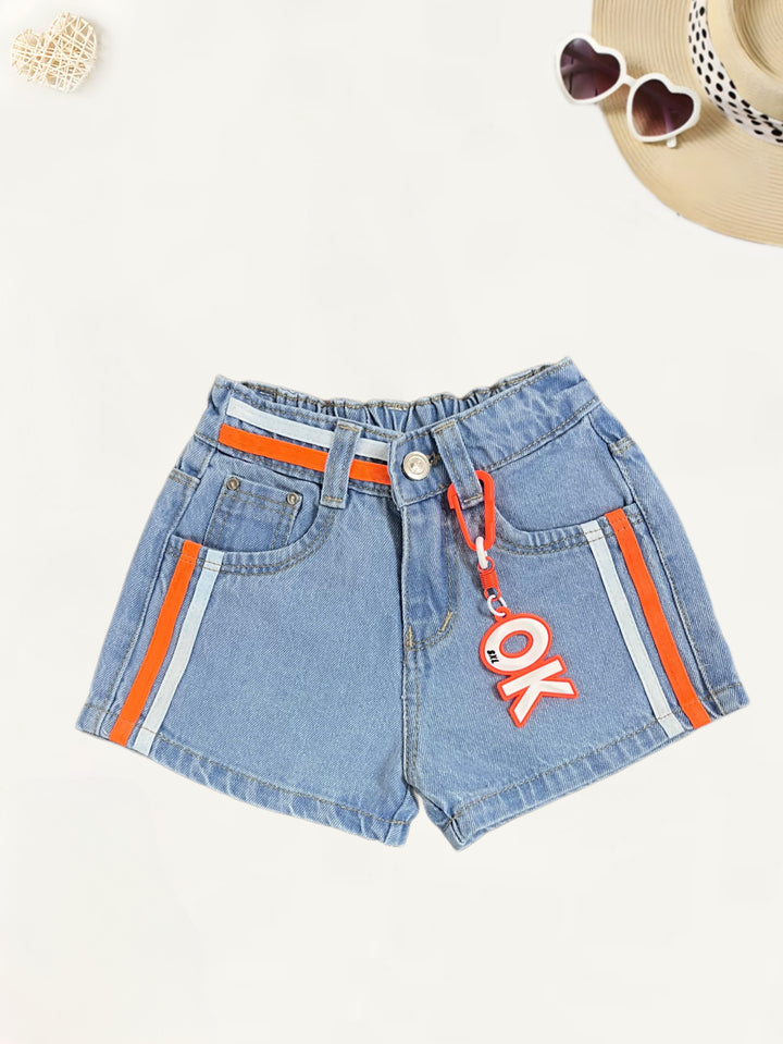 Girls Denim Ice-Blue Shorts [GS-919] [1-5Years]