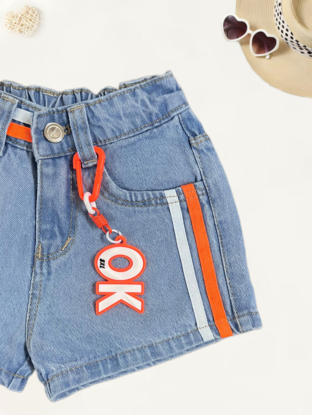 Girls Denim Ice-Blue Shorts [GS-919] [1-5Years]