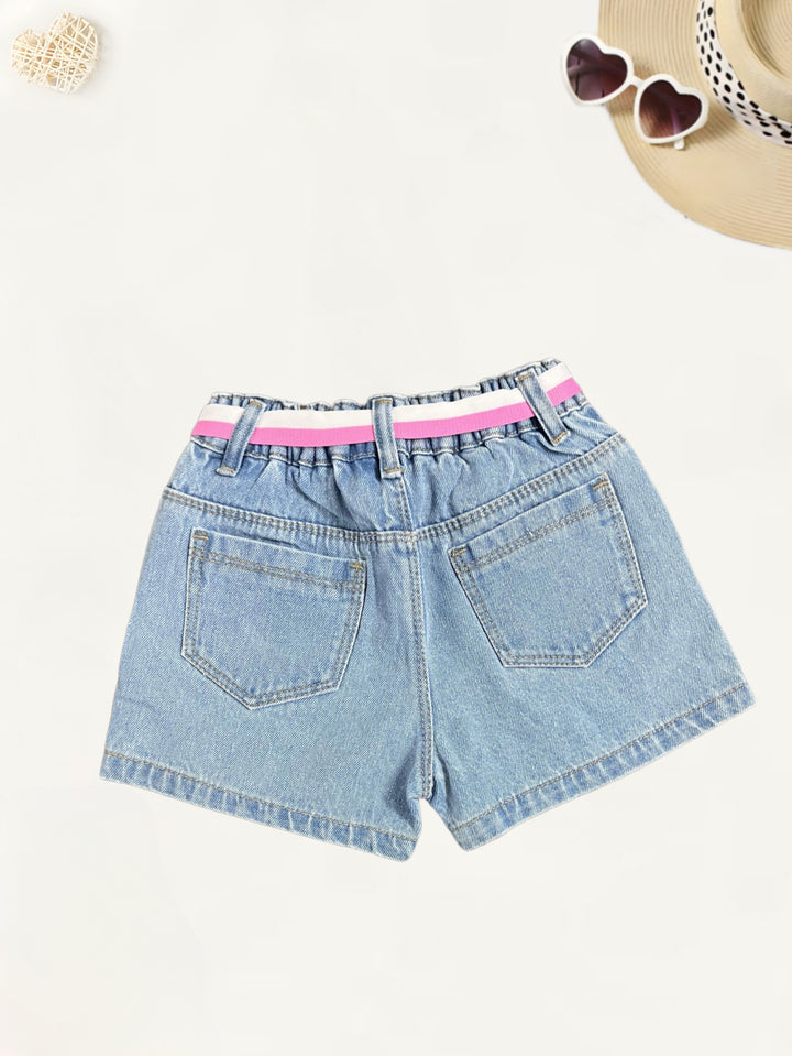 Girls Distress Light Blue Denim Shorts [GS-948] [9M-5Years]