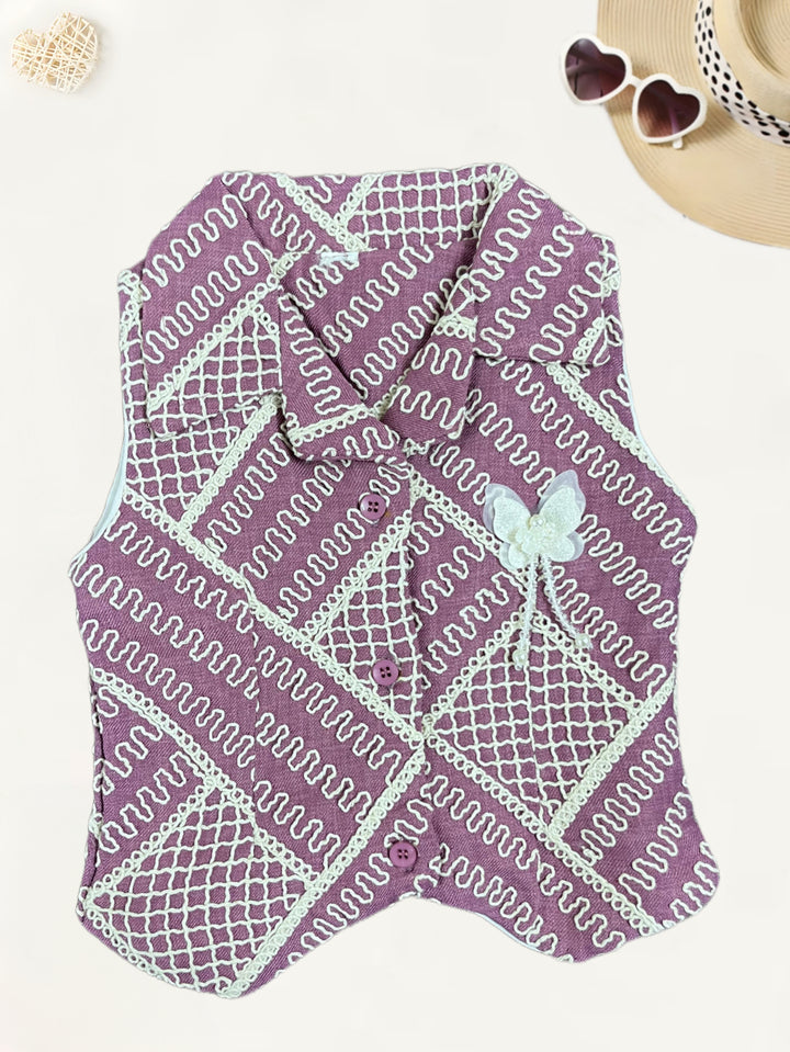 Girls Onion Pink Embroidered Co-Ord Set [GCS-7181] (1-6Years)