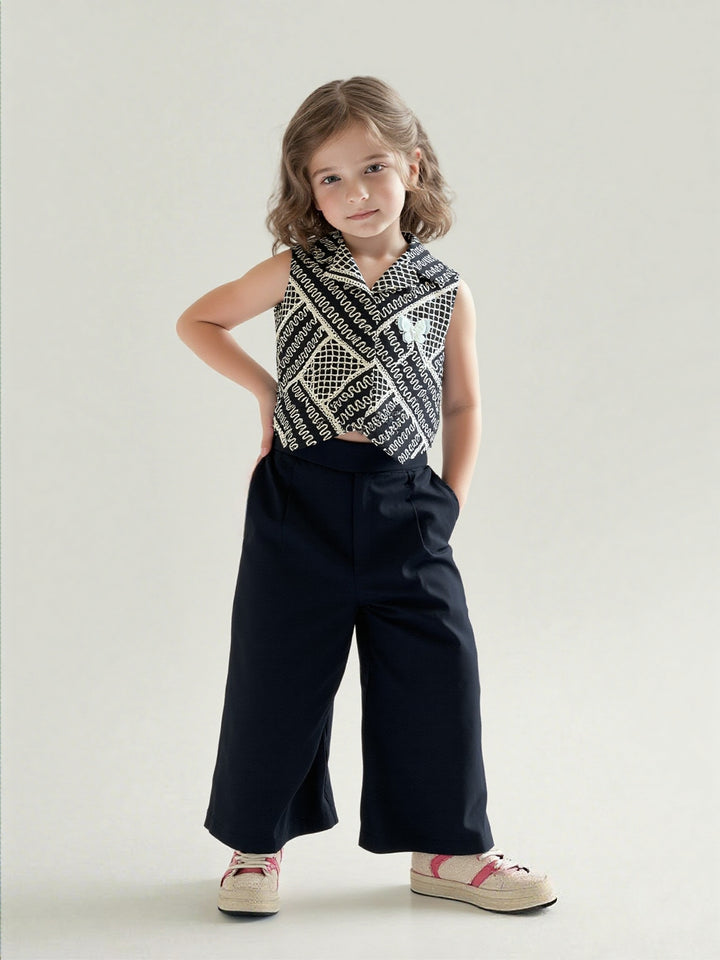Girls Black Embroidered Co-Ord Set [GCS-7182] (1-6Years)