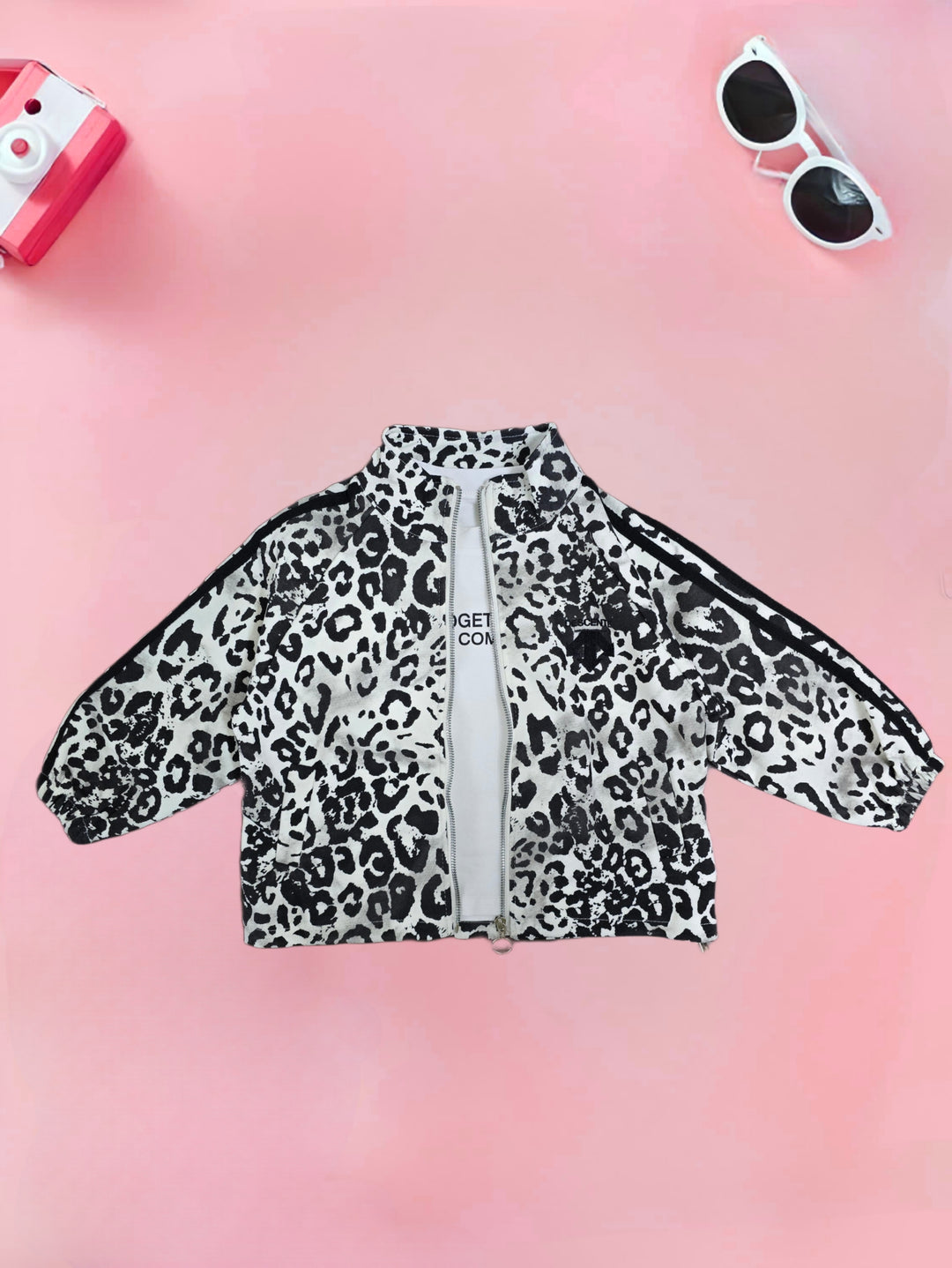 Girls Imported Cheetah Print White Co-Ord Set [GCS-7166](4-10Years)