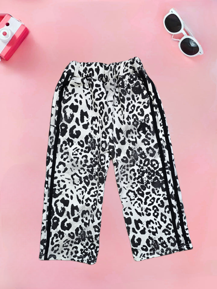 Girls Imported Cheetah Print White Co-Ord Set [GCS-7166](4-10Years)