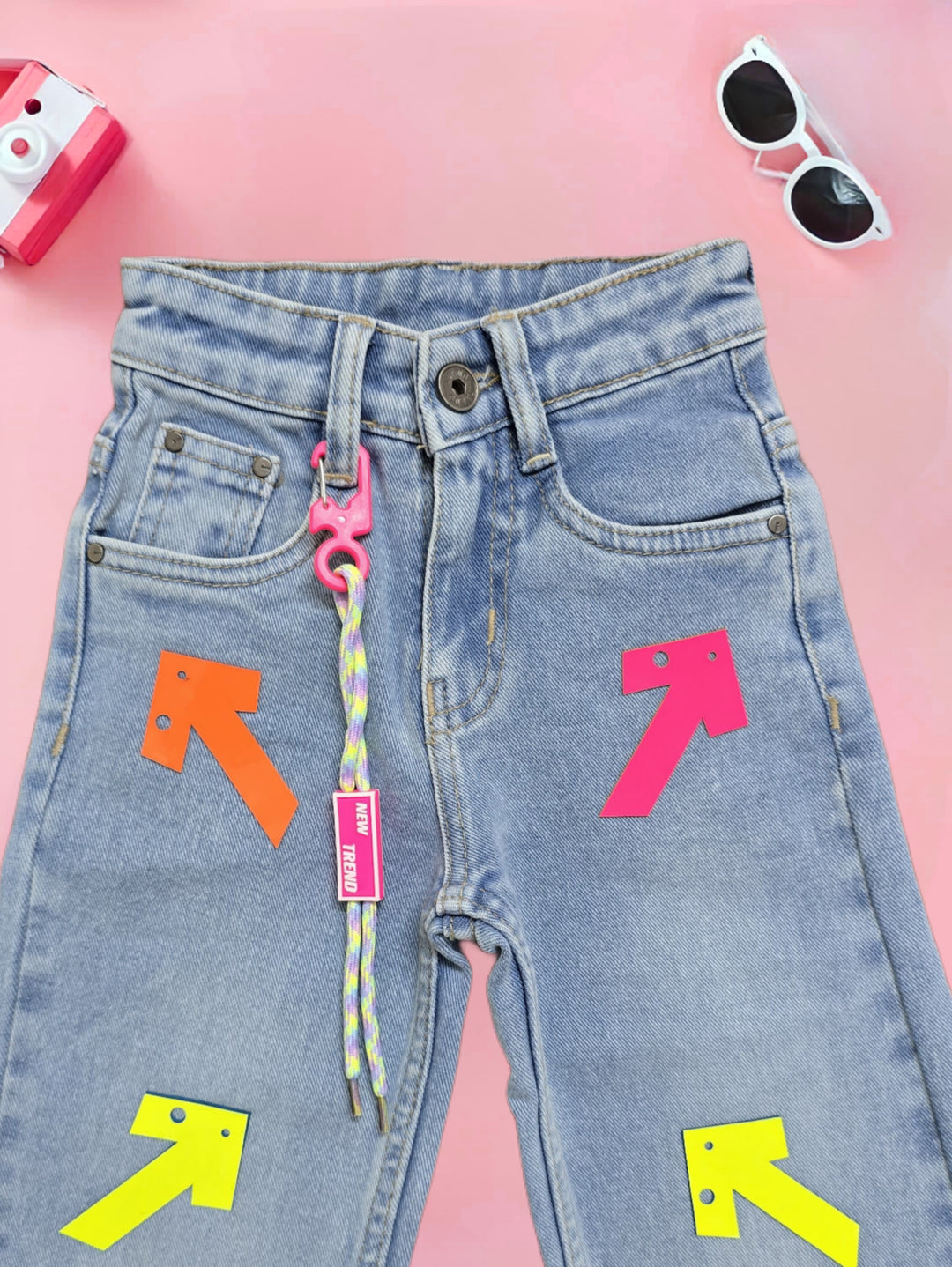 Girls Fancy Designer Light Blue Straight Fit Jeans[GJ-842] (4-12Years)