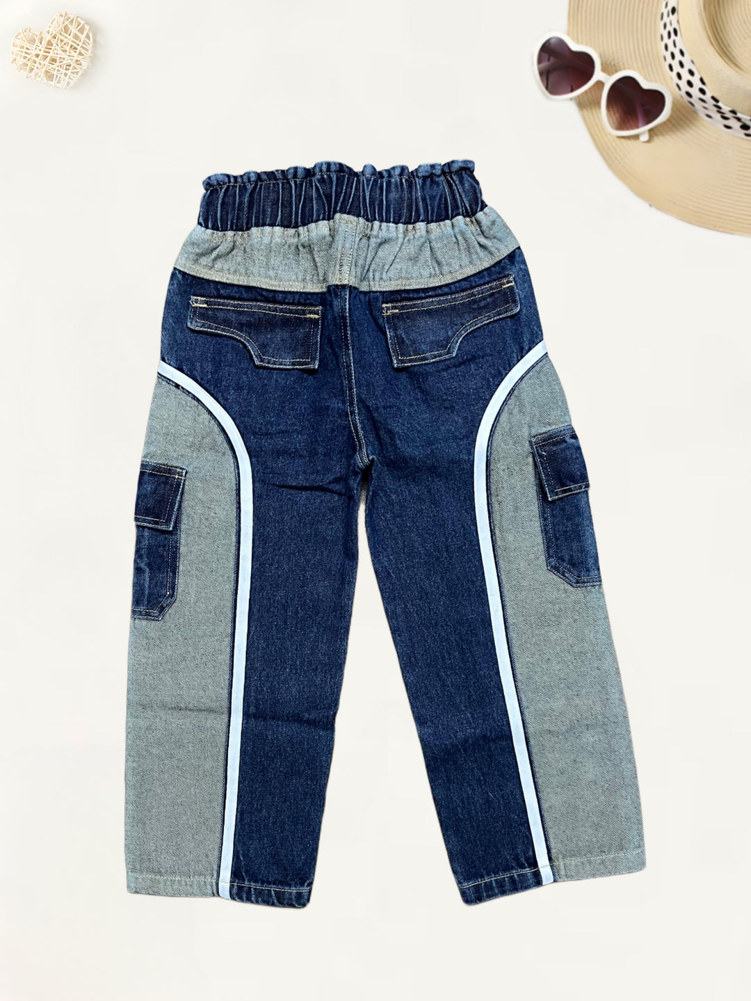 Girls Designer Dusty Straight Fit Cargo Pocket Jeans [GJ-891] (1-12Years)