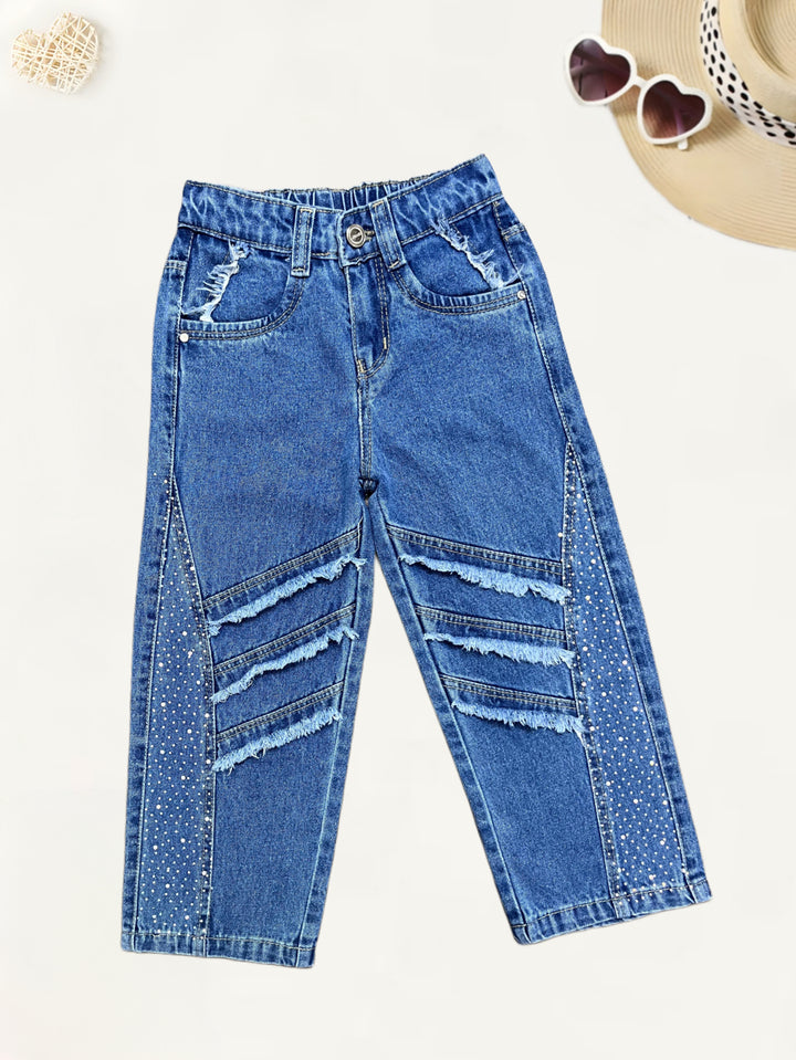 Girls Embellished Light Blue Denim Jeans[GJ-840] (1-12Years)
