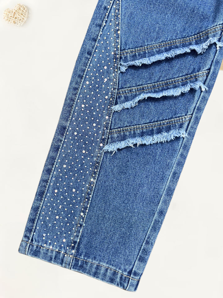 Girls Embellished Light Blue Denim Jeans[GJ-840] (1-12Years)