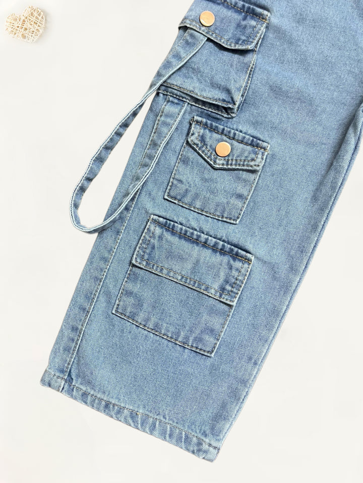 Girls Designer Cargo Pocket Straight Fit Jeans[GJ-954] (4-12Years)