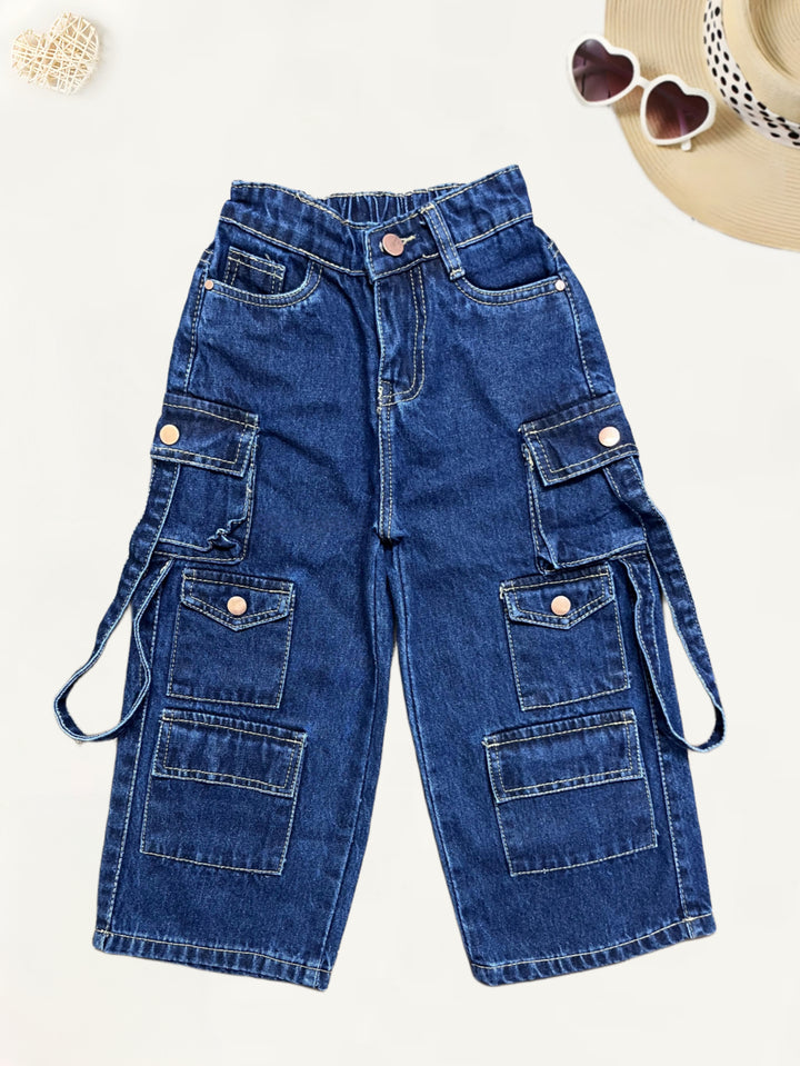 Girls Designer Cargo Pocket Straight Fit Jeans[GJ-964] (4-12Years)