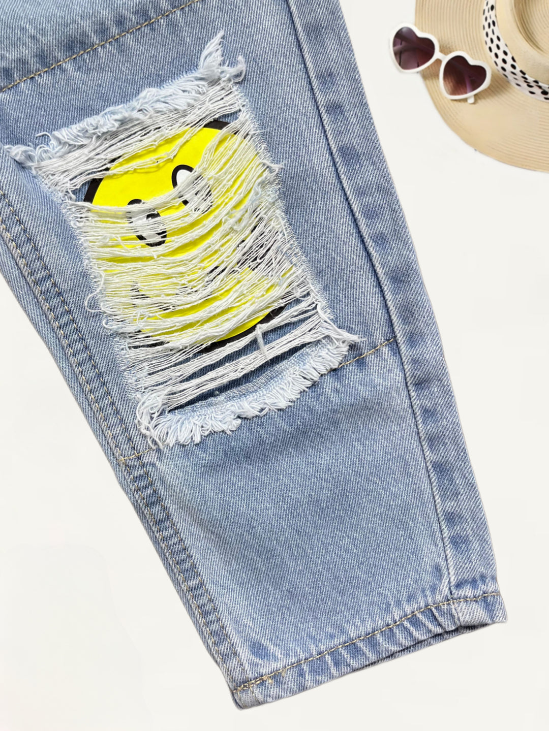Girls Smiley Distressed Baggy Jeans [GJ-980] (3-12Years)