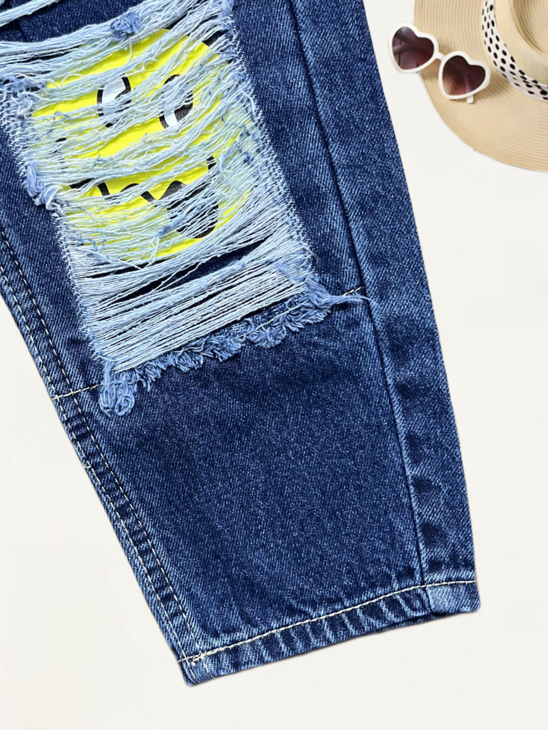 Girls Smiley Distressed Baggy Jeans [GJ-976] (3-12Years)