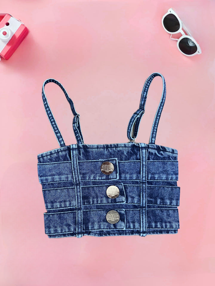 Girls Two-piece Dark Denim Top [GT-499] [5-13Years]