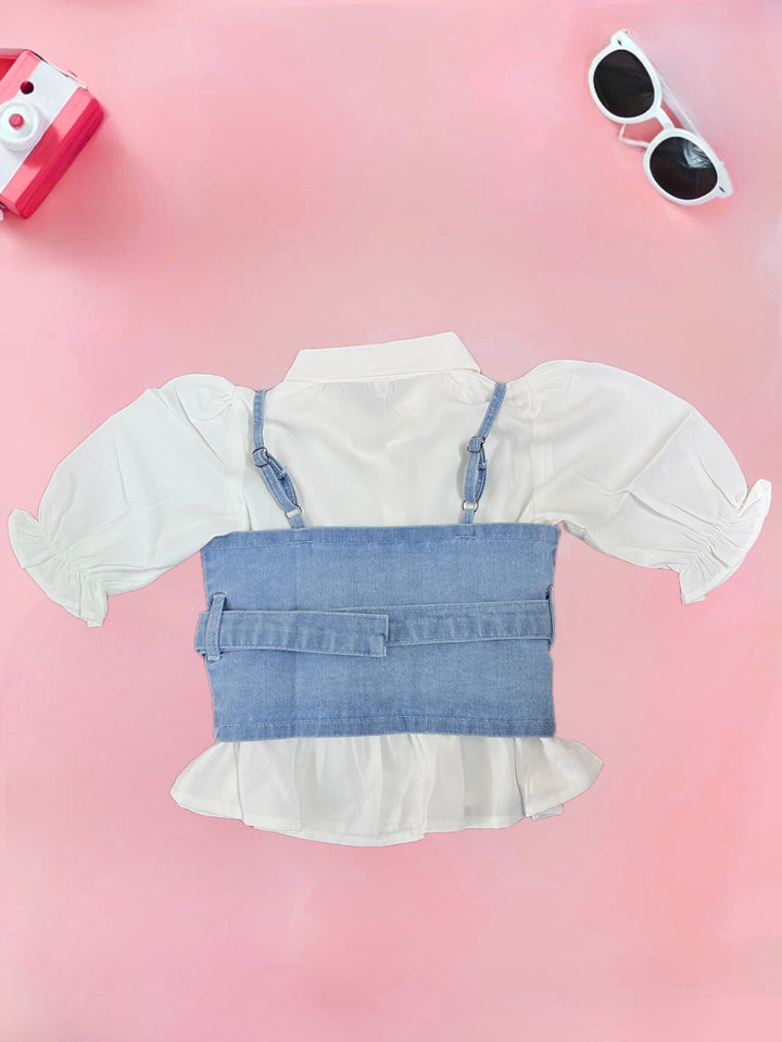 Girls Two-piece Light Denim Top [GT-672] [4-12Years]