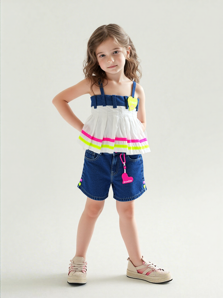 Girls Spaghetti Party wear White top [GT-645] [1-6 Year]