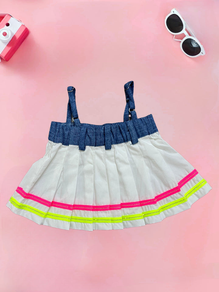 Girls Spaghetti Party wear White top [GT-645] [1-6 Year]