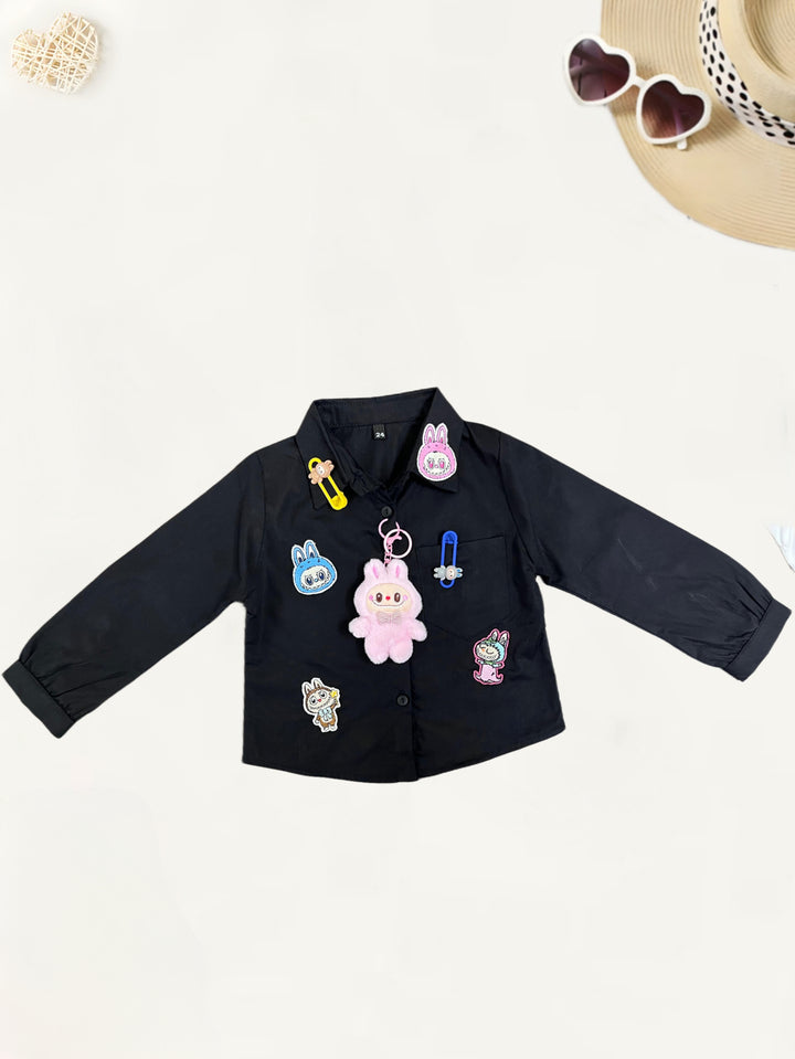 Girls Black Labubu Shirt [GT-702] [4-12Years]