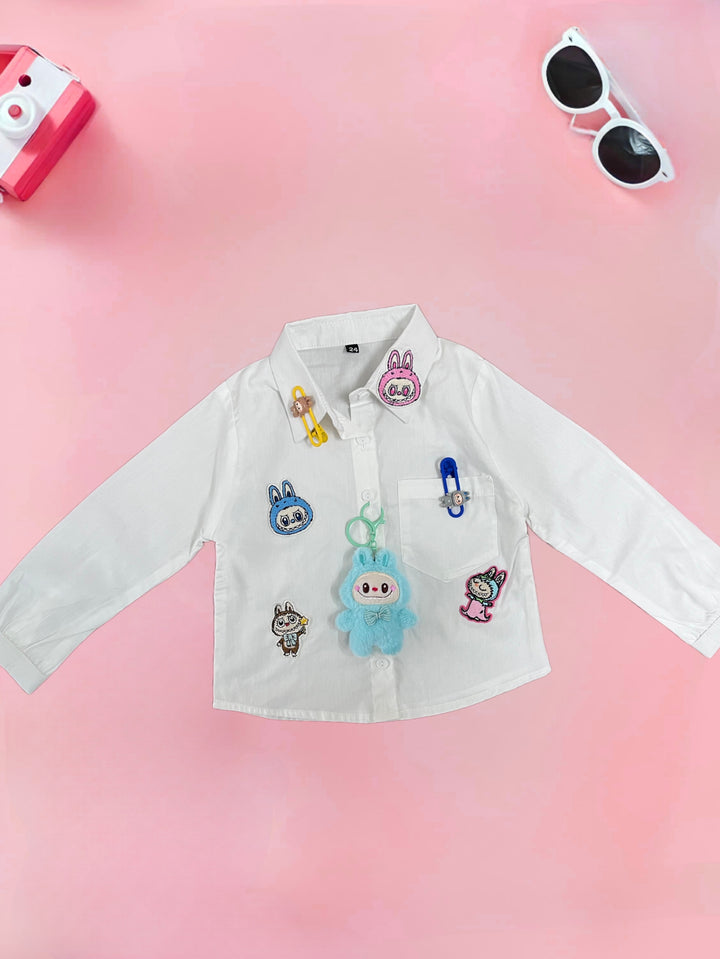 Girls White Labubu Shirt [GT-701] [4-12Years]