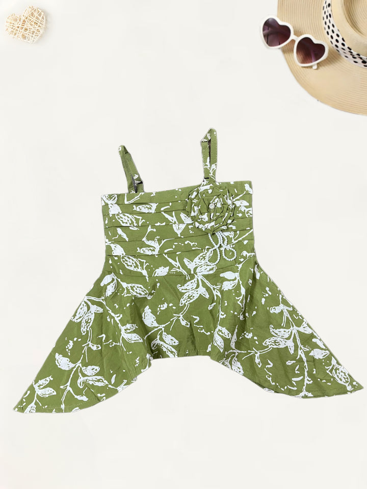 Girl's Party Wear Printed Green Co-Ord  Set [GCS-6868](3-10 Years)