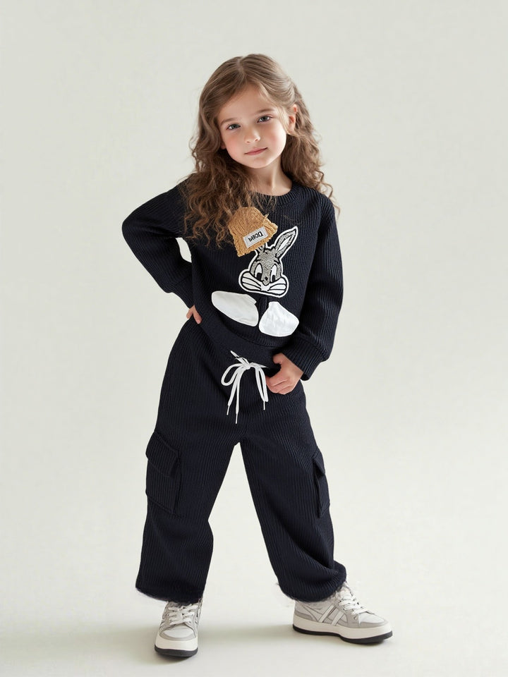 Unisex Cartoon Black Co-Ord Set [GCS-6827](4-12 Years)