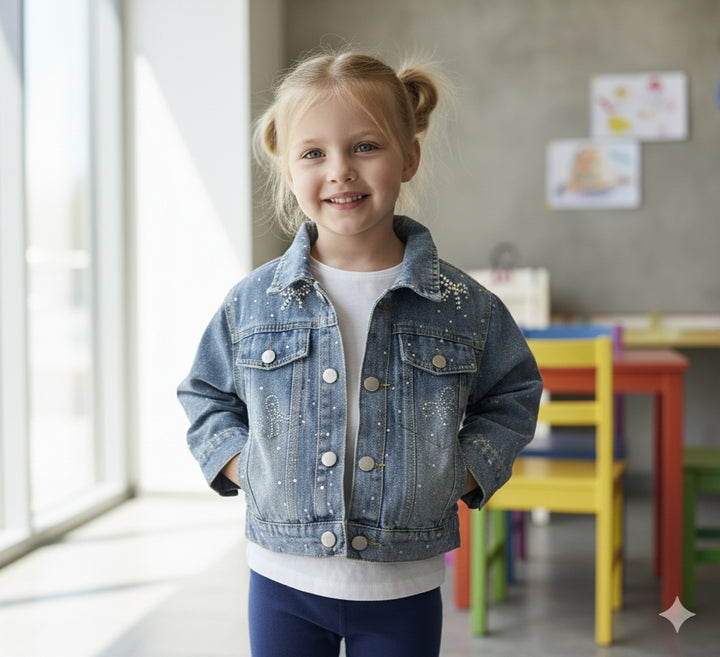 Girls Imported Fancy Denim Jacket [GT-155] [ 4-12 Years ]