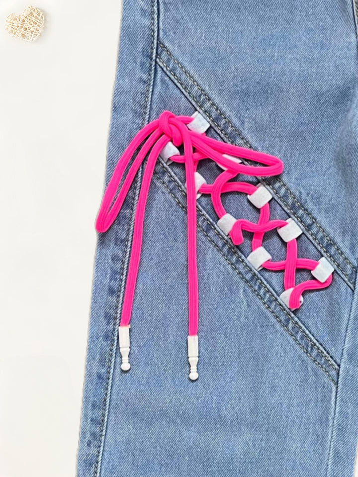 Girls Light Blue Designer Straight Fit Jeans [GJ-966] (1-12Years)