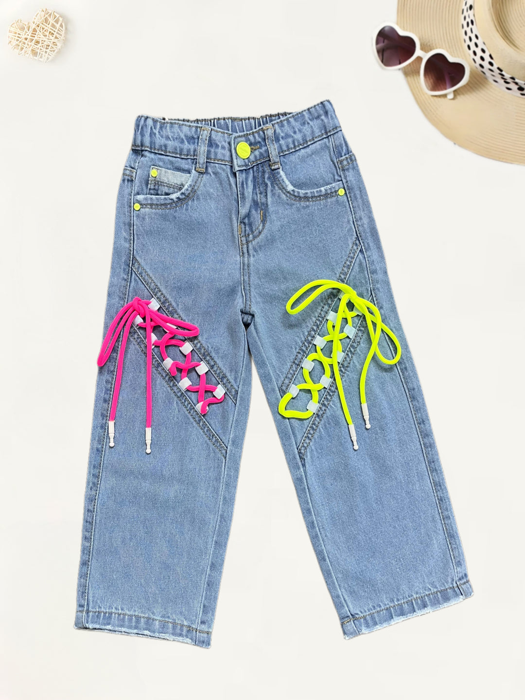 Girls Light Blue Designer Straight Fit Jeans [GJ-966] (1-12Years)