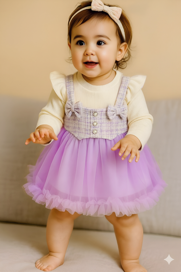 Girl’s Imported Purple Frock [GF-7391] (9M - 3 Years)