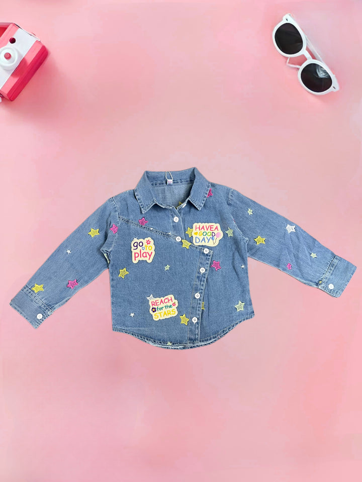Girls Denim Fancy Designer Shirt [GT-172] [4-12 Years]