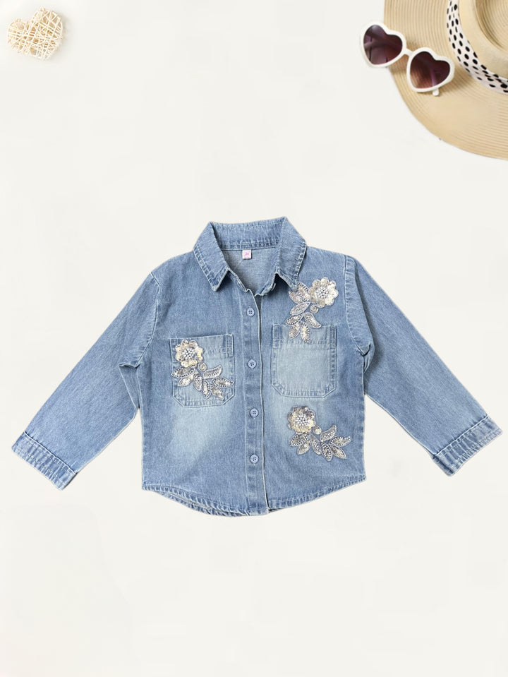 Girls Denim Fancy Designer Party Wear Shirt [GT-187] [4-12 Years]
