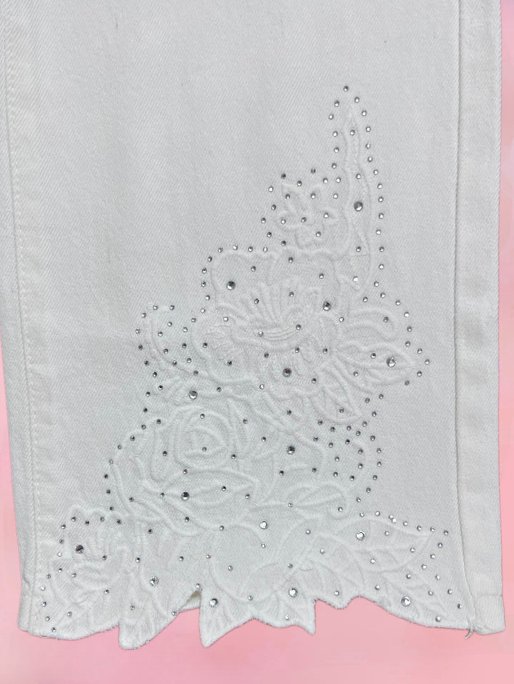 Girls Wide Leg Party Wear White Jeans [GJ-1008] ( 5Y -12Years)