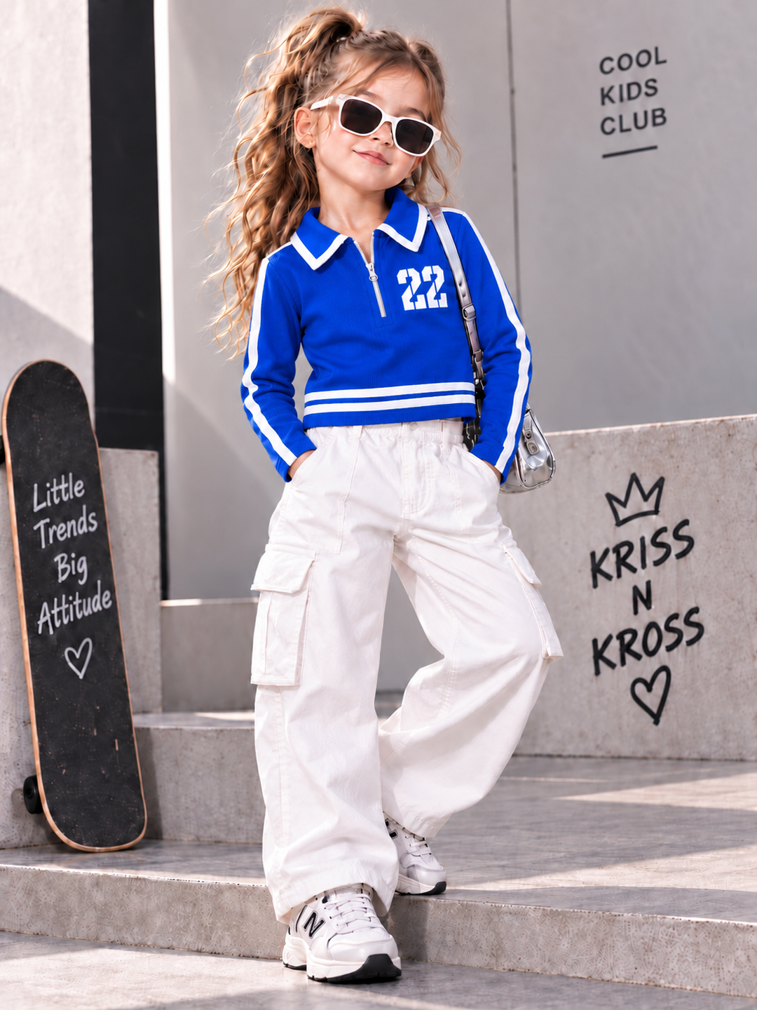 Girls Royal Blue Varsity Zip Polo T-Shirt [ONLY T-SHIRT] [GT-3A-3625] [4-12 year]