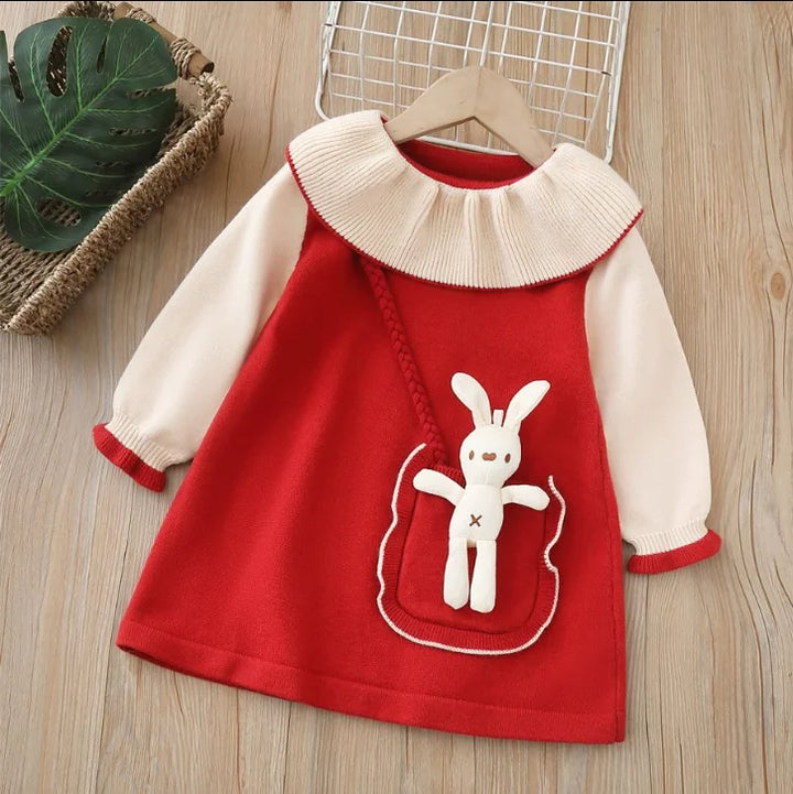 Girls Korean Knitted Winter Dress Teddy [GF-6320] (2 - 6Years)