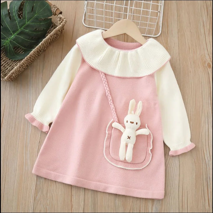 Girls Korean Knitted Winter Dress Teddy [GF-6319] (2 - 6Years)