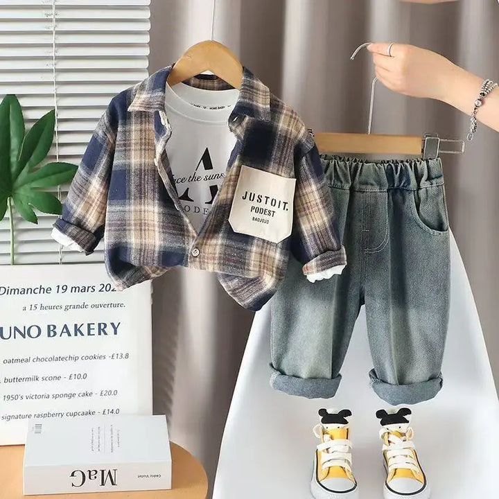 Boys Imported 3 Piece Checked Co-Ord Set [BT-6255] [1 - 5Years]