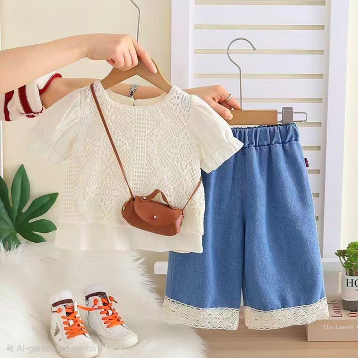 Girls White Imported Crochet Co-Ord Set [GD-252] (1-6Years)