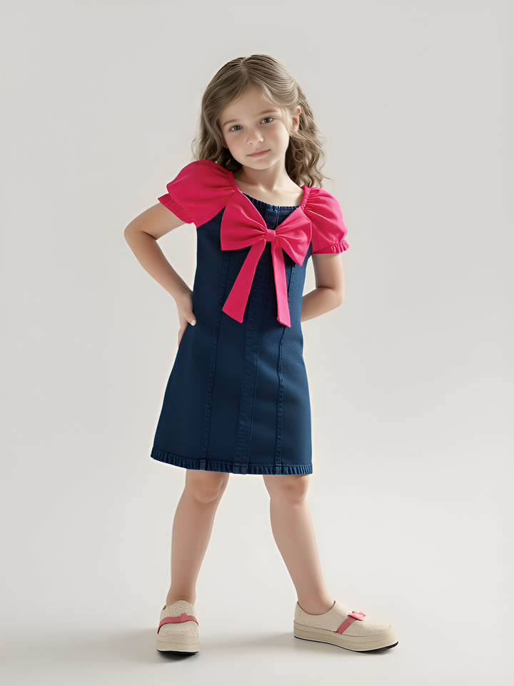 Girls Dark Denim Dress [GD-7578] (4-12Years)