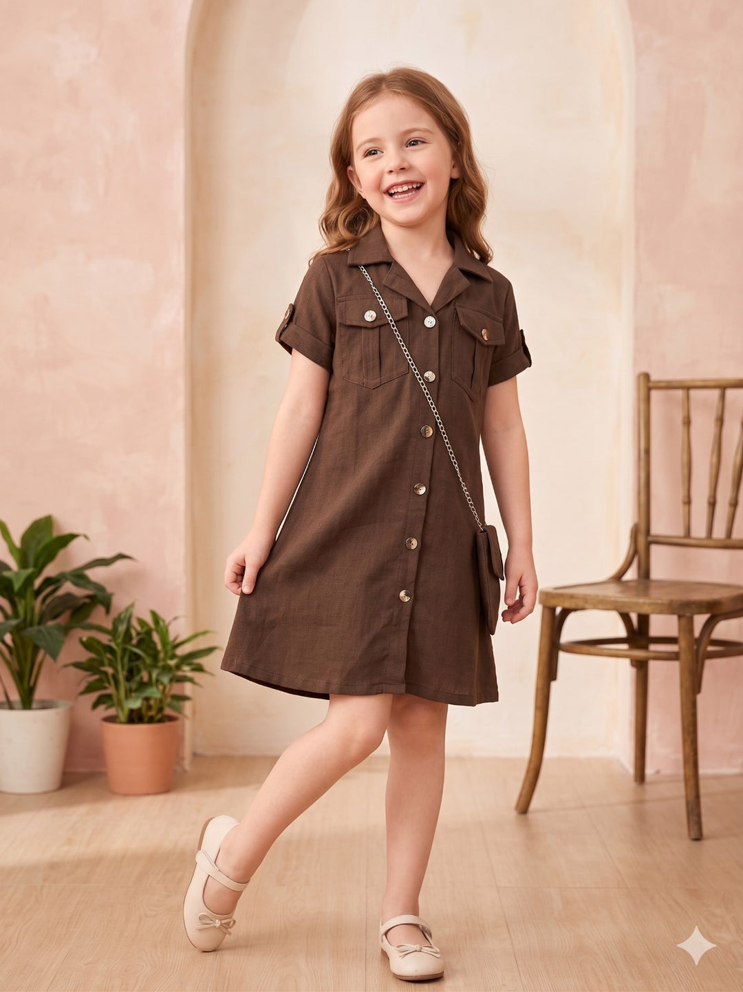 girls dark brown dress Girls Dark Brown Shirt Dress With Purse [GD-7815] (4-12 Years) – Kriss n  Kross