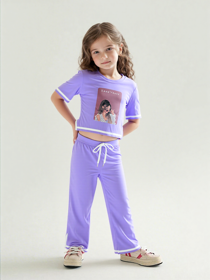 Girl's Causal Lavender Co-Ord  Set [GCS-7559](4-12 Years)