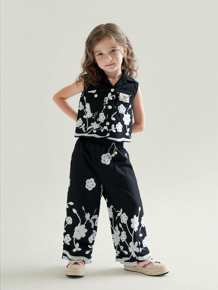 Girls Embroidered Black Co-Ord Set [GCS-7434] (1-6Years)