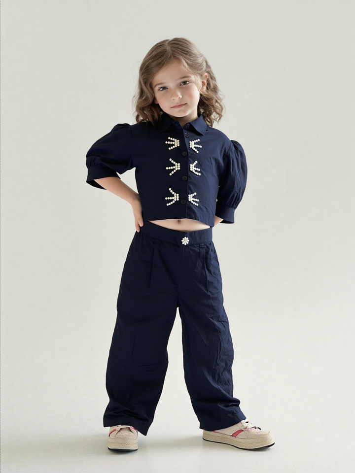 Girl's Partywear Black Co-Ord Set  [GCS-7378] (4-12 Years)