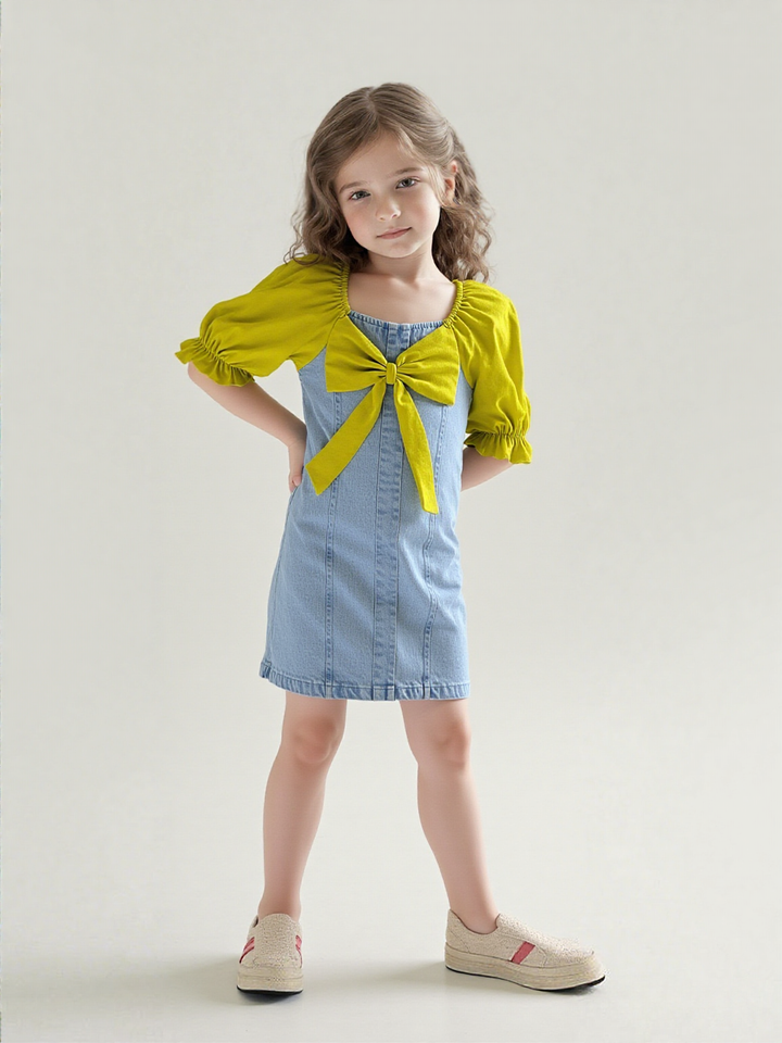 Girls Light Denim Dress [GD-7580] (4-10Years)