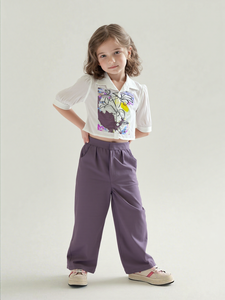Girl's Cotton Printed Co-Ord  Set [GCS-7331](4-12 Years)
