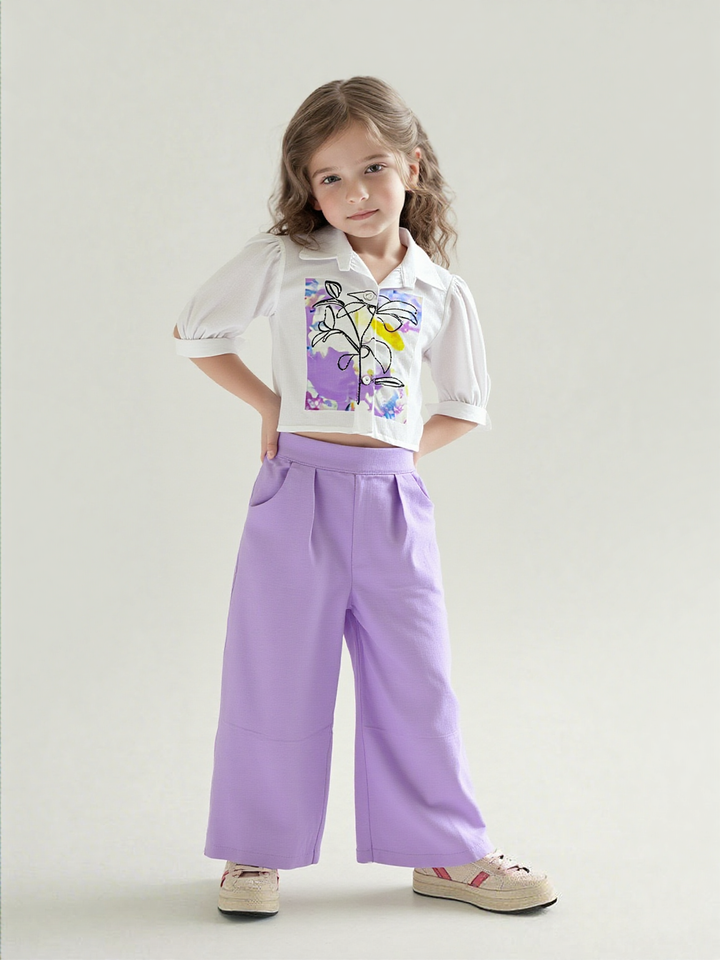 Girl's Cotton Printed Co-Ord  Set [GCS-7333](4-12 Years)
