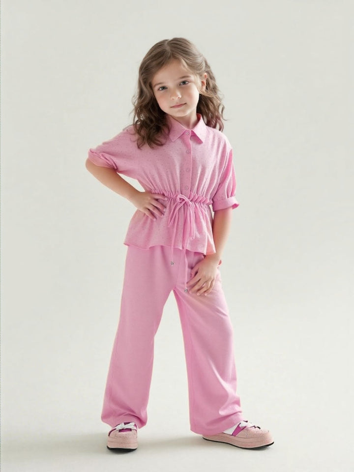 Girl's Party Wear Pink Co-Ord Set [GCS-7206](4-12 Years)