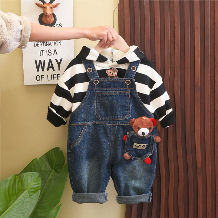 Unisex Impored Black Dungaree [BT-6887] [1 - 5Years]