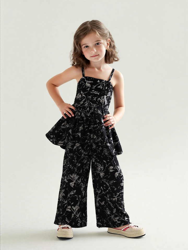 Girl's Party Wear Printed Black Co-Ord  Set [GCS-6869](3-10 Years)